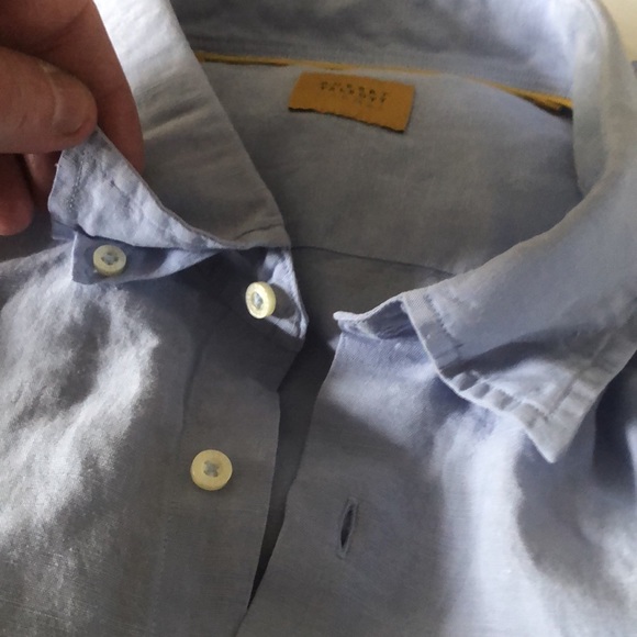 New with Tag Robert Talbott periwinkle blue linen XXL button down shirt - Picture 10 of 10